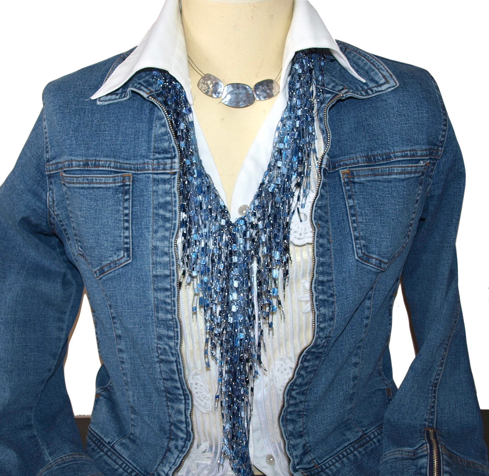 Denim Scarf Necklace for Women Dressy Scarf