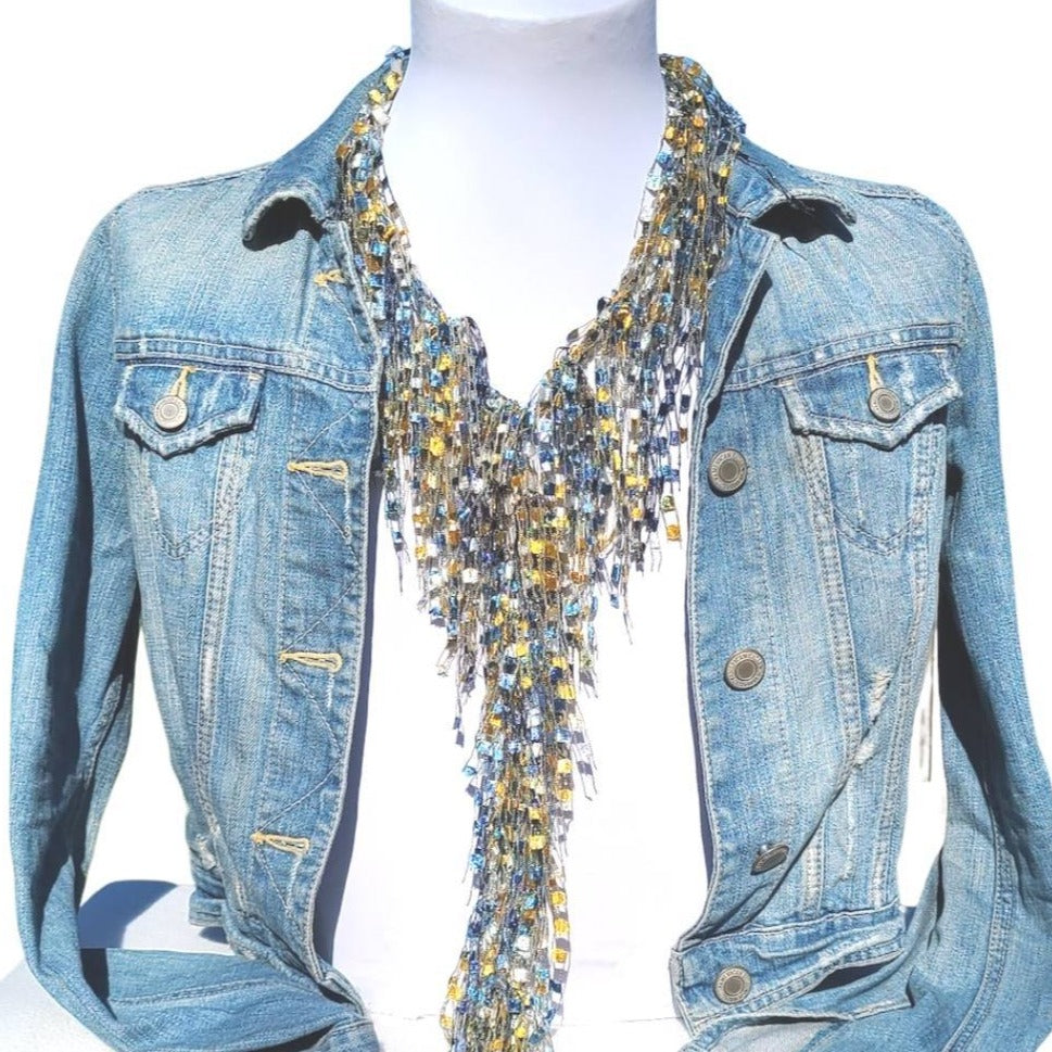 Blue and Sunny Yellow Scarf Necklace - Limited Edition
