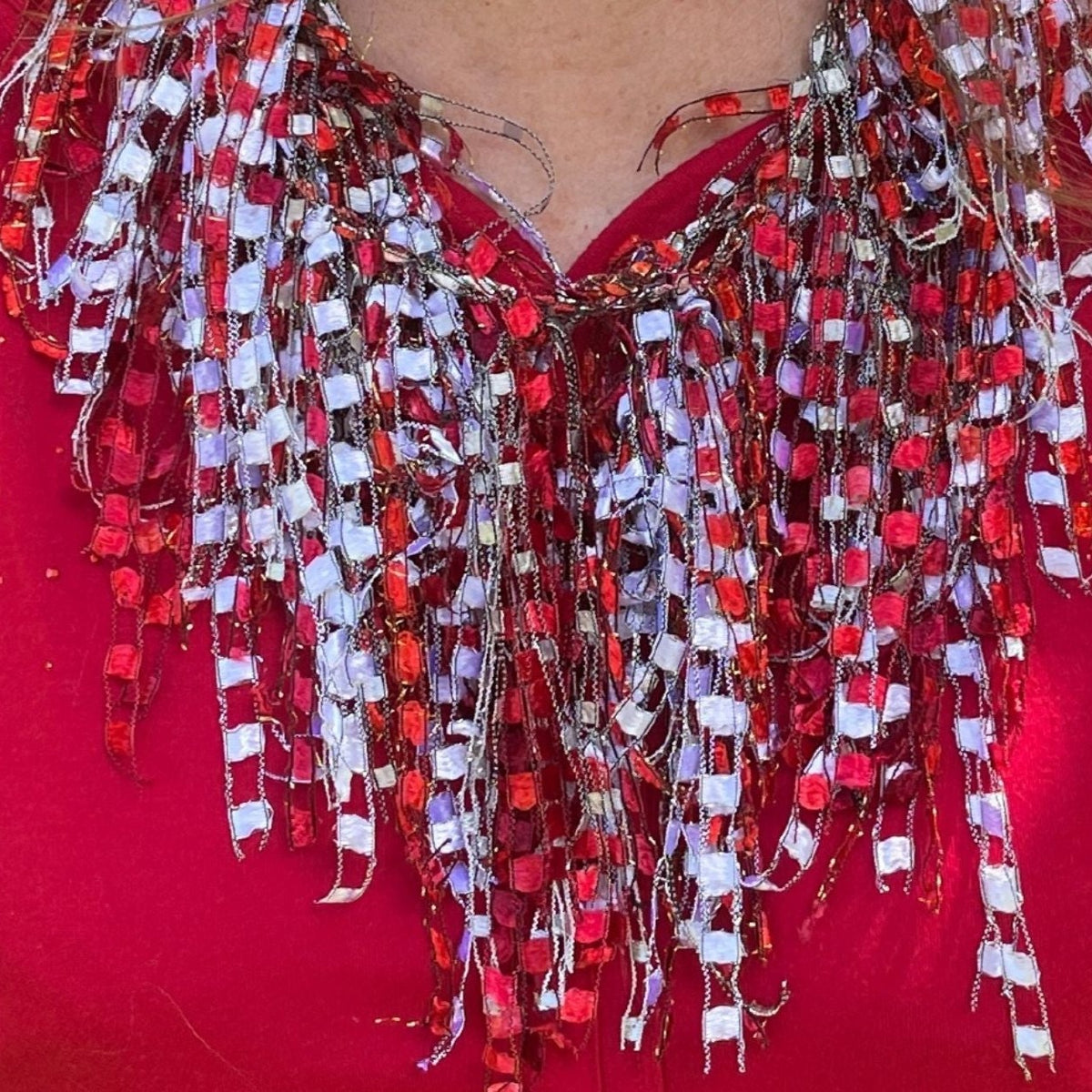 Canadiana 🇨🇦 Red and White Scarf Necklace