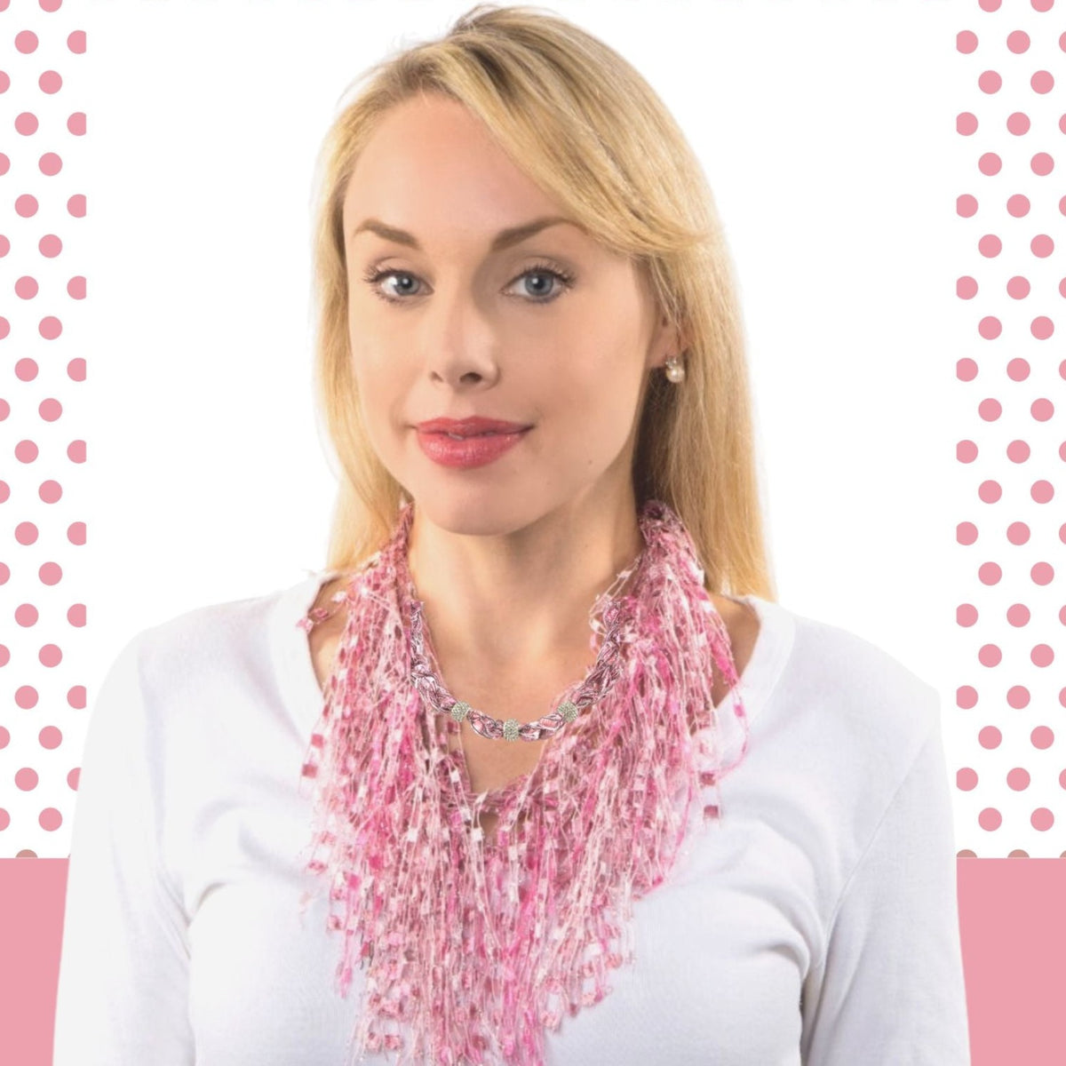 Soft Pink Bundle - Scarf and Beaded Statement Necklace