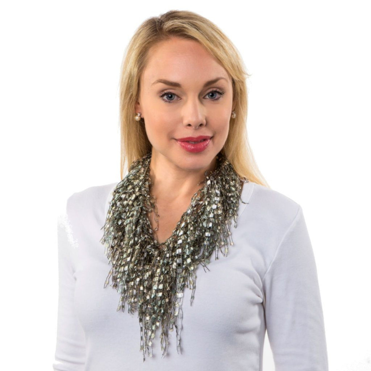 Off-White Pearl Necklace Scarf