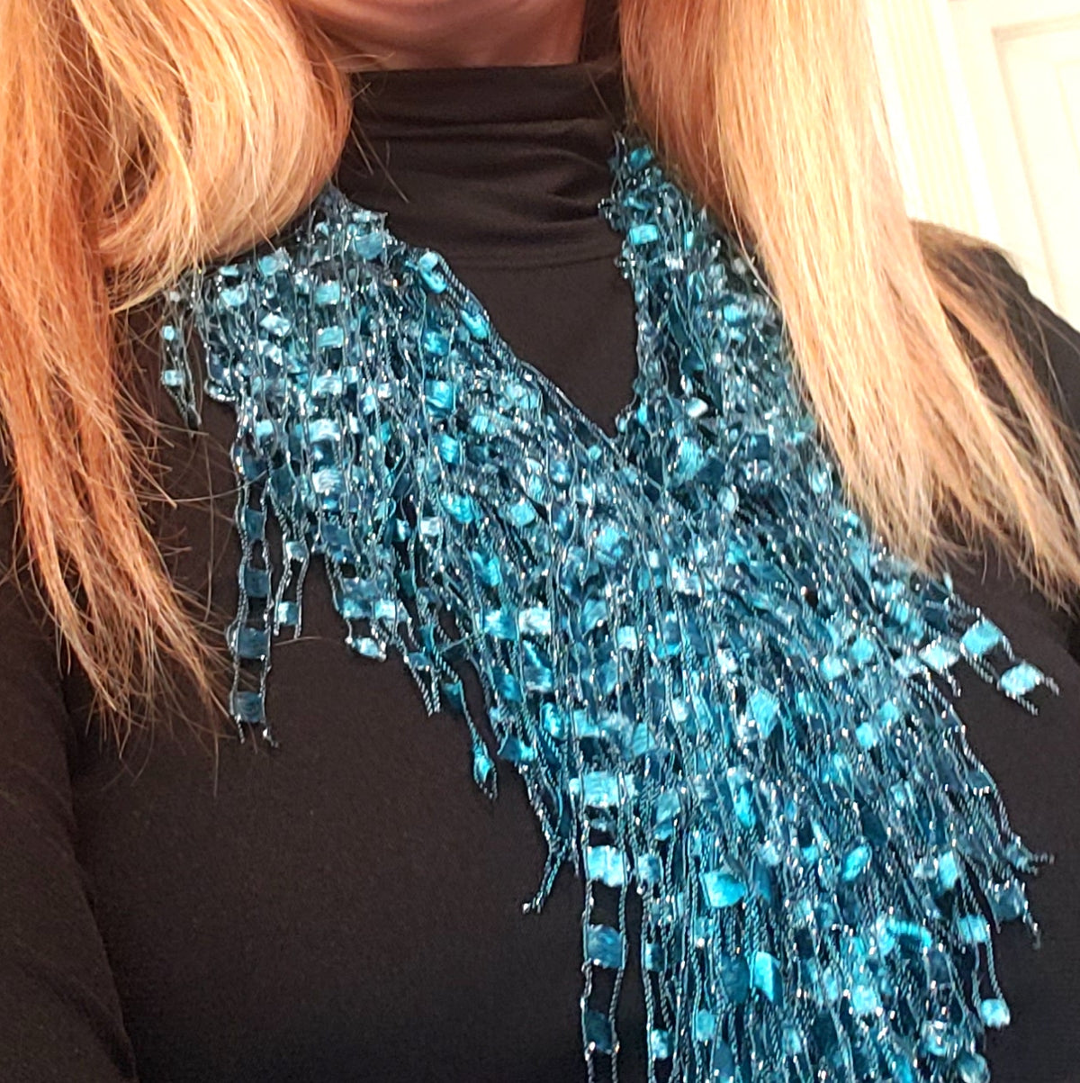 Teal Scarf Necklace - Turquoise Necklace