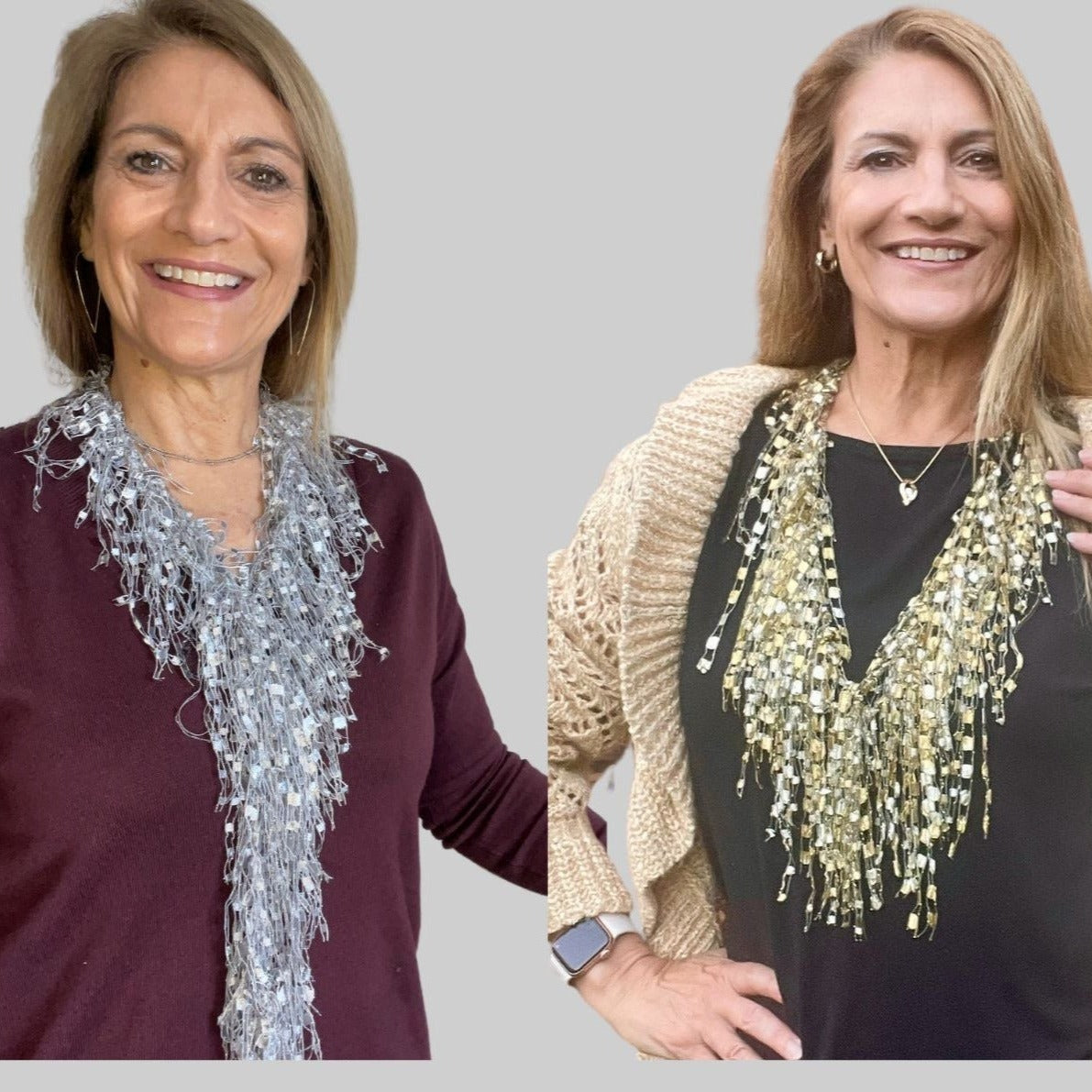 Email List Exclusive Pricing: Silver and Gold Scarf Necklace Bundle