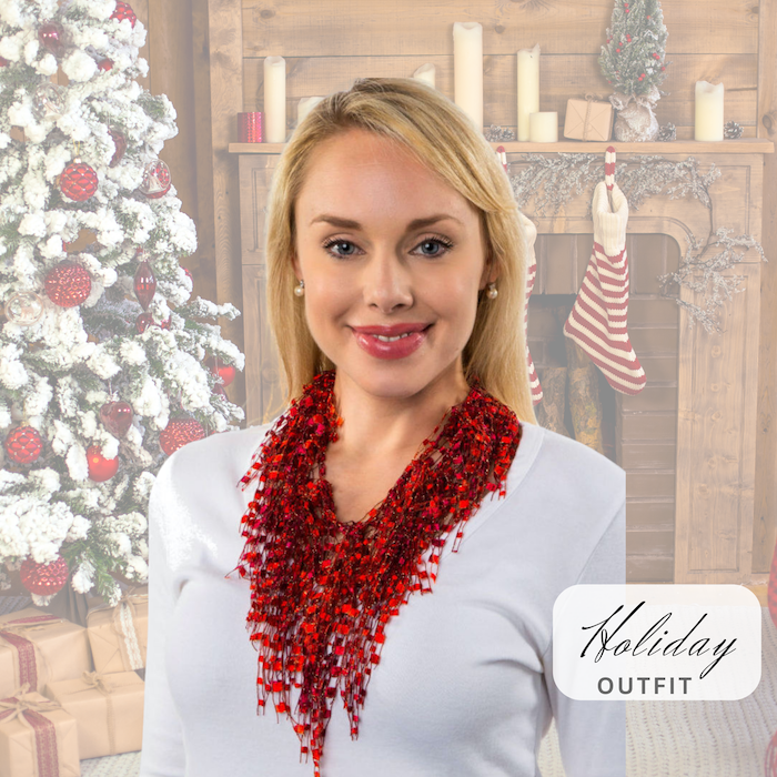 Christmas Red Scarf Necklace