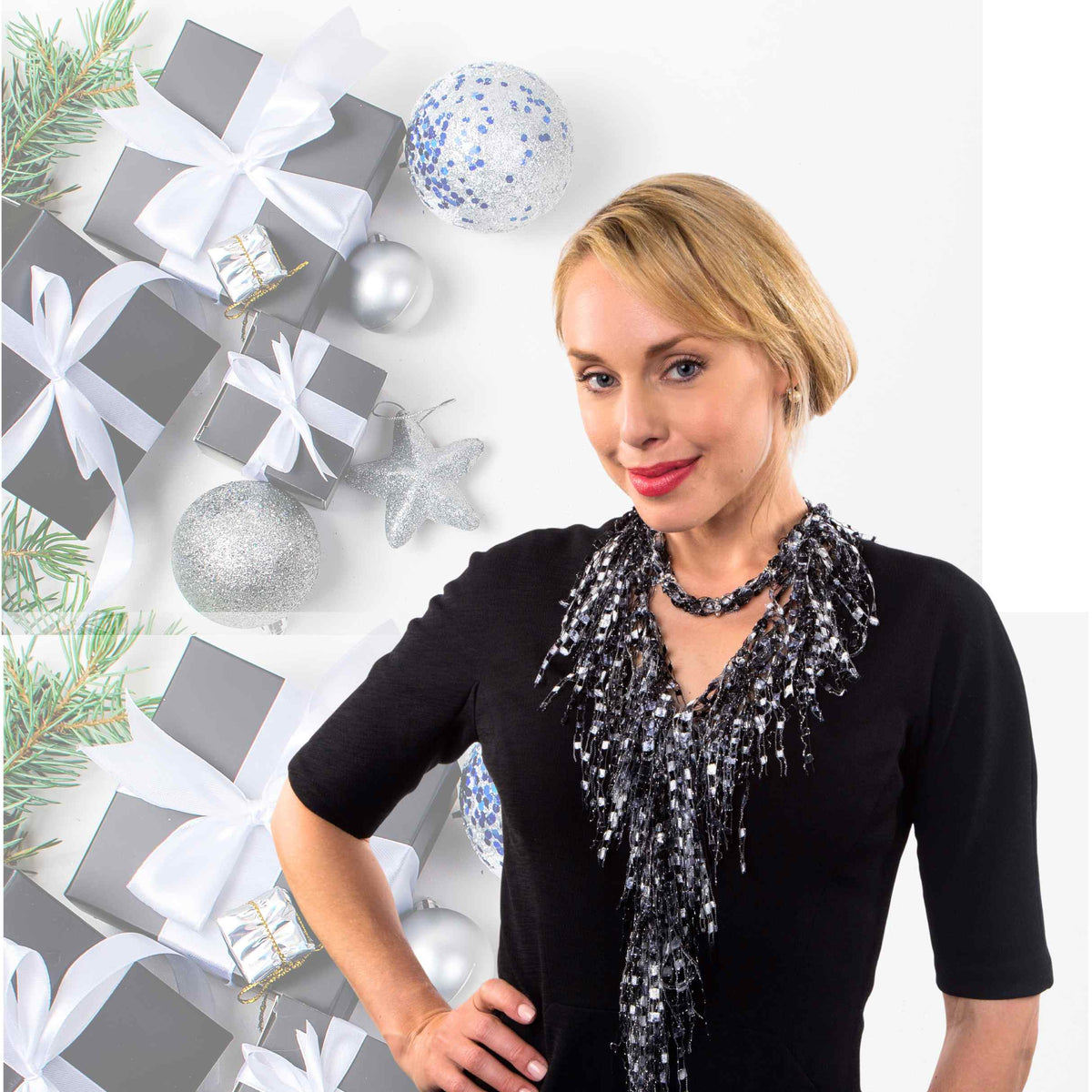 Black and White Scarf Necklace