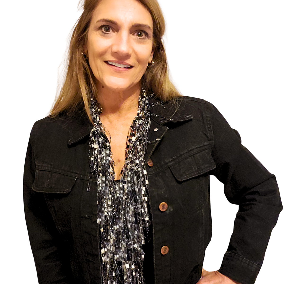 Black and White Scarf Necklace