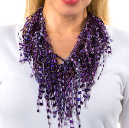 Purple Scarf Necklace - Amethyst