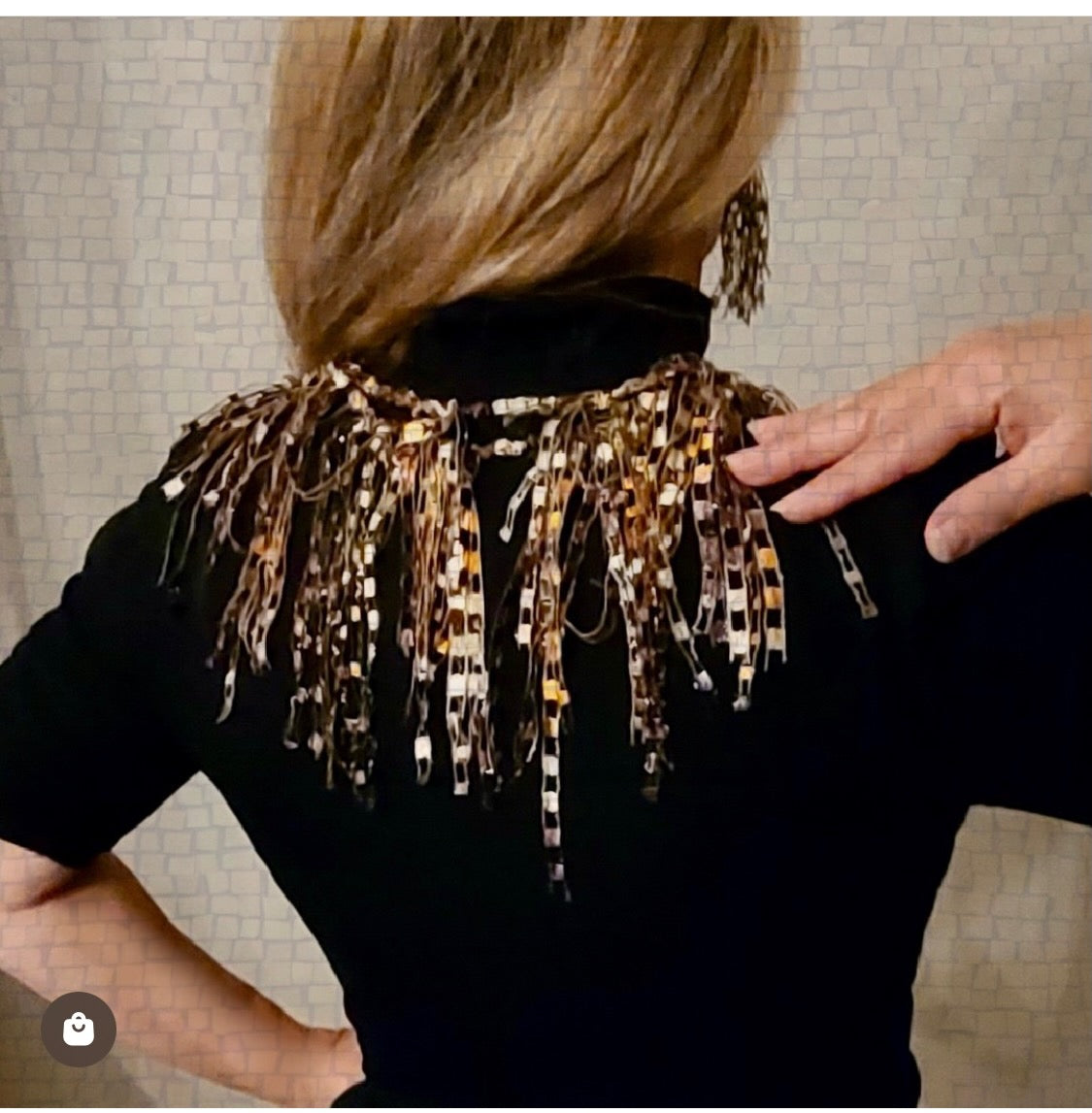 Gold Copper Tan Infinity Scarf Necklace