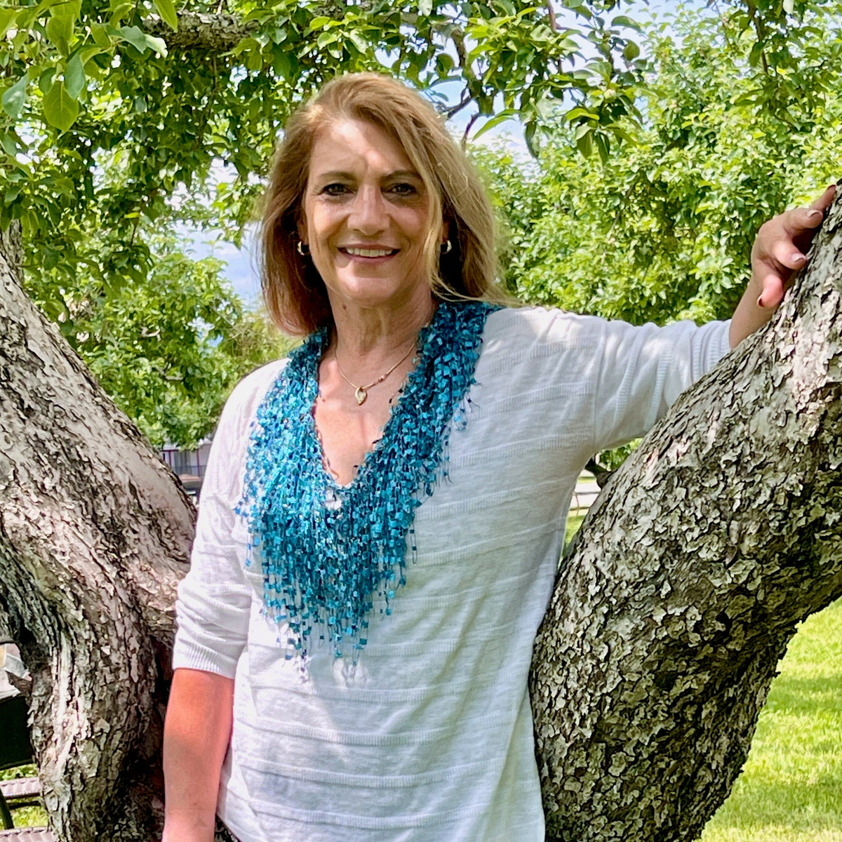 Teal Scarf Necklace - Turquoise - Few available