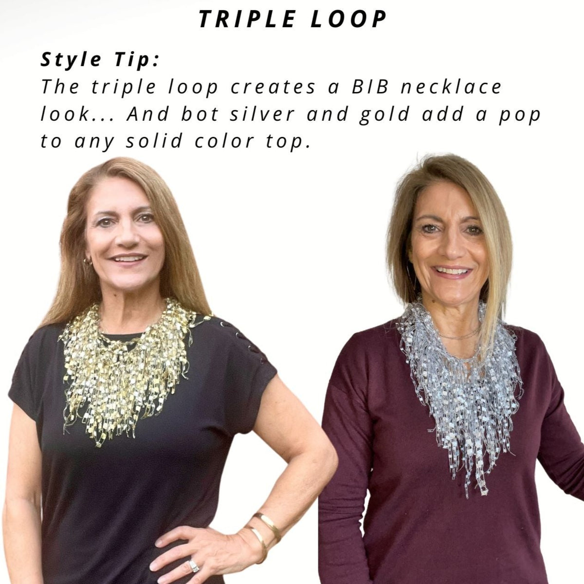 Silver and Gold Scarf Necklace Bundle