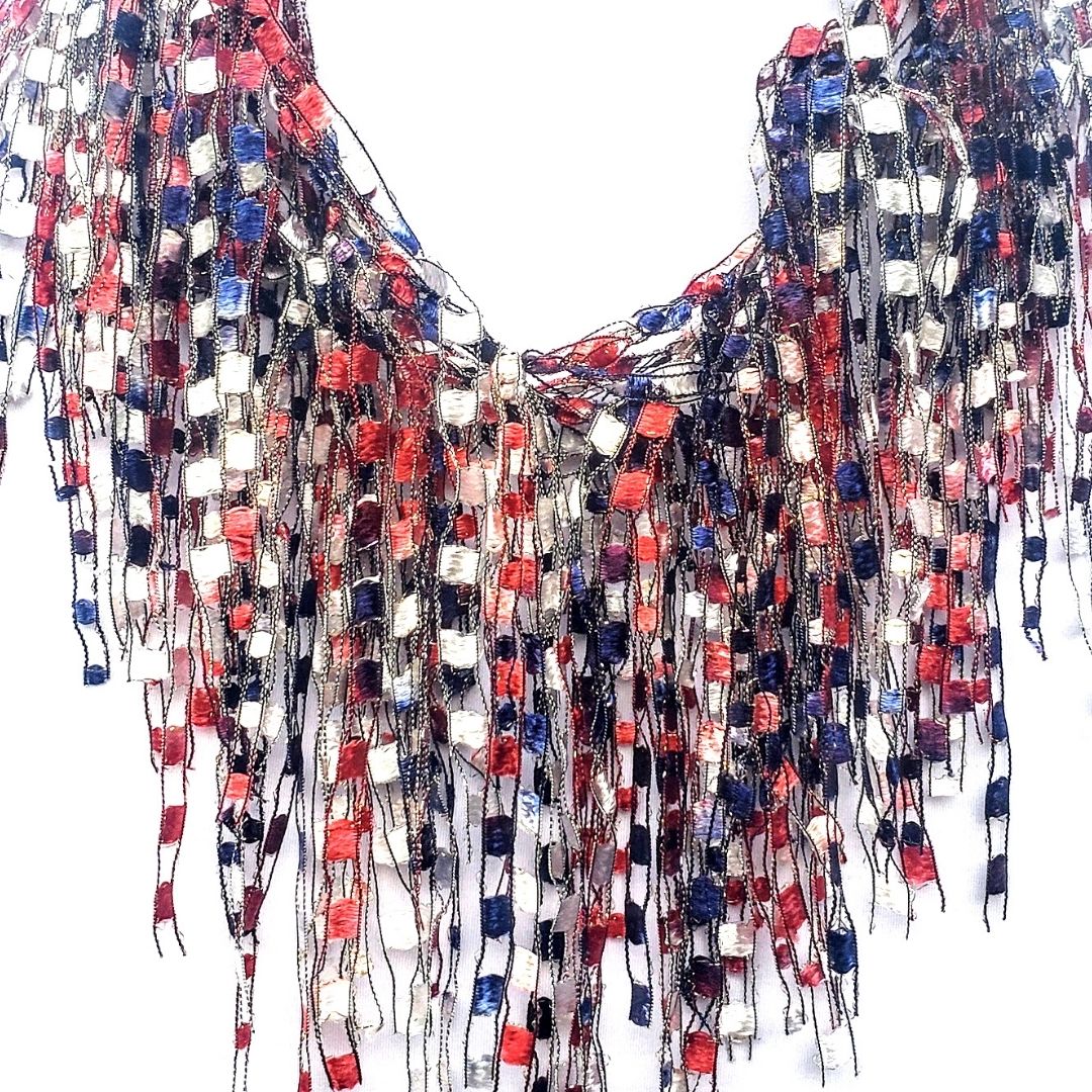 Americana Red White and Blue Scarf Necklace