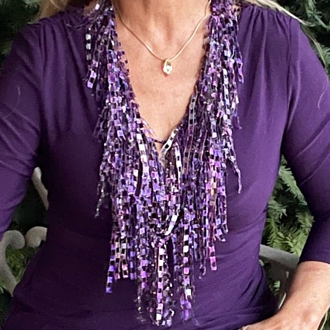 Purple Scarf Necklace - Amethyst