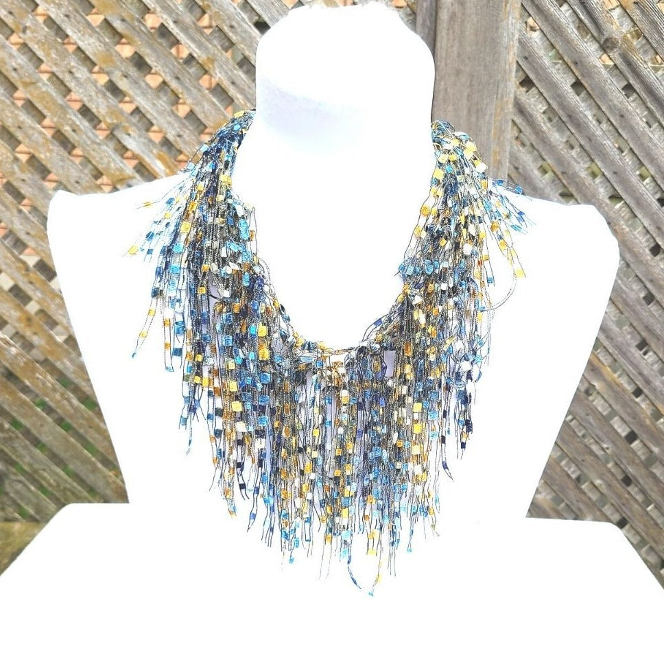 Blue and Sunny Yellow Scarf Necklace - Limited Edition