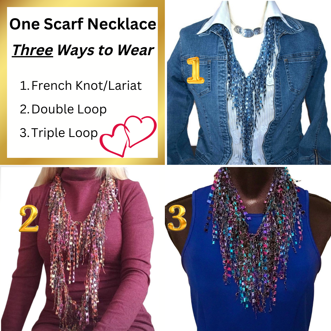 Blue and Yellow Bundle - Scarf and Beaded Statement Necklace