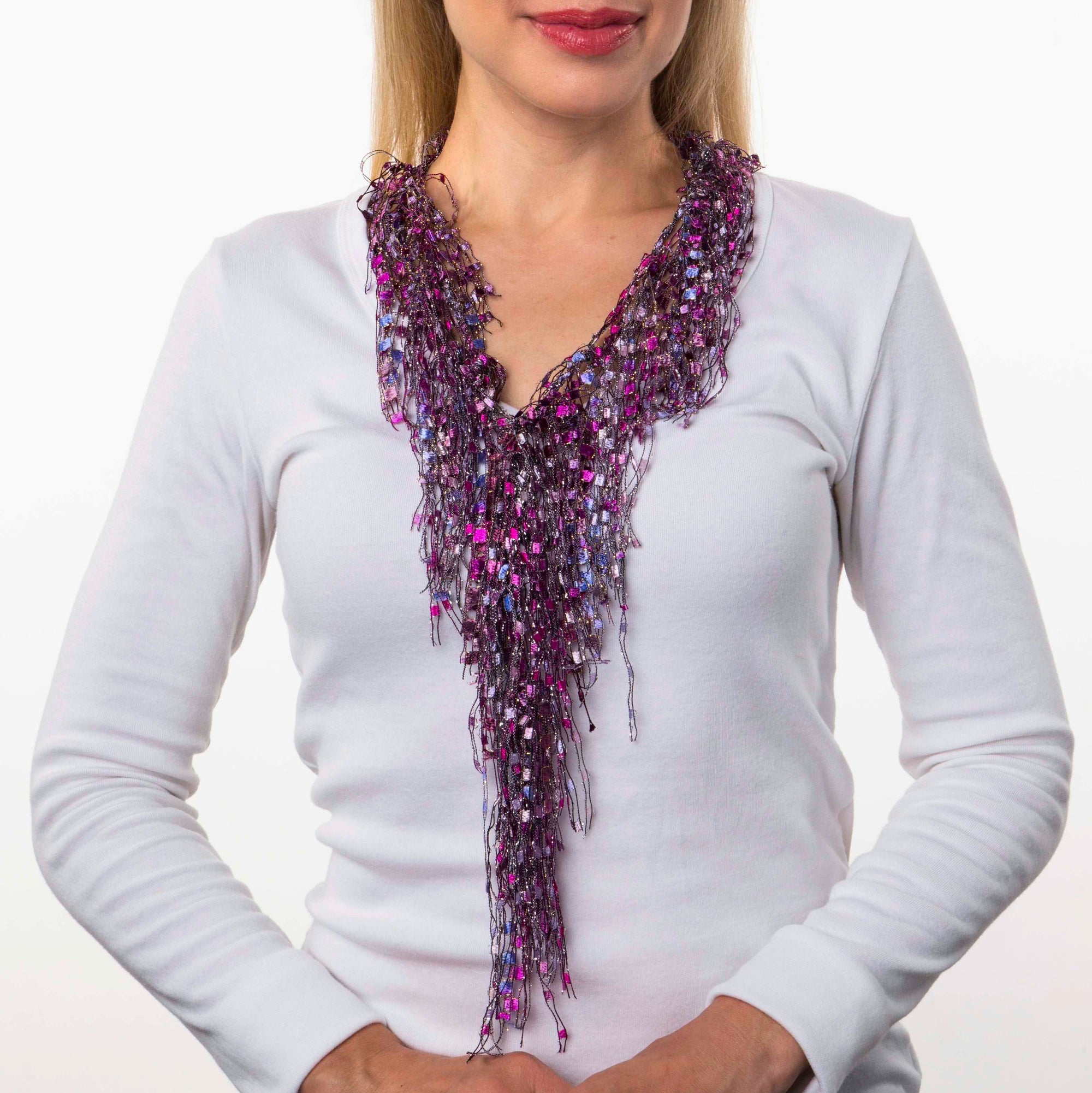 SCARLET PAVE DAISY SCARF NECKLACE IN LIGHT PINK, LIGHT BLUE, & YELLOW