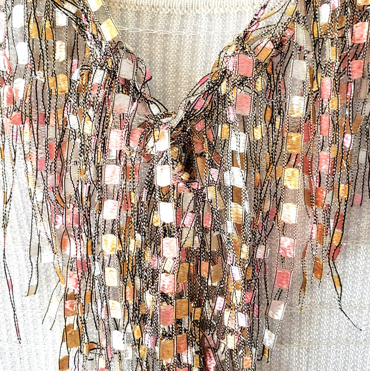 Rose Tan Bundle - Scarf and Beaded Statement Necklace