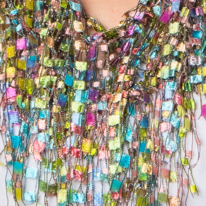 Multicolor Pastel Bundle - Scarf and Beaded Statement Necklace