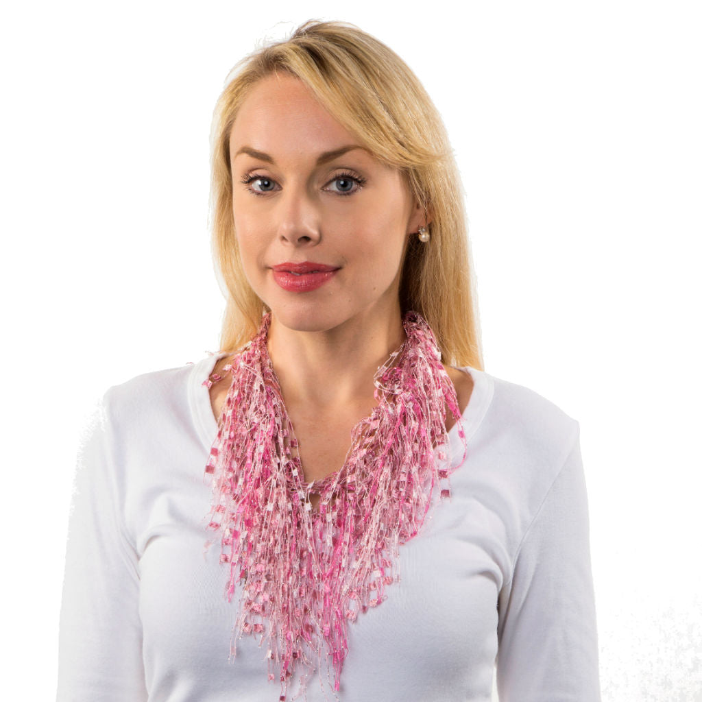 Soft Pink Bundle - Scarf and Beaded Statement Necklace
