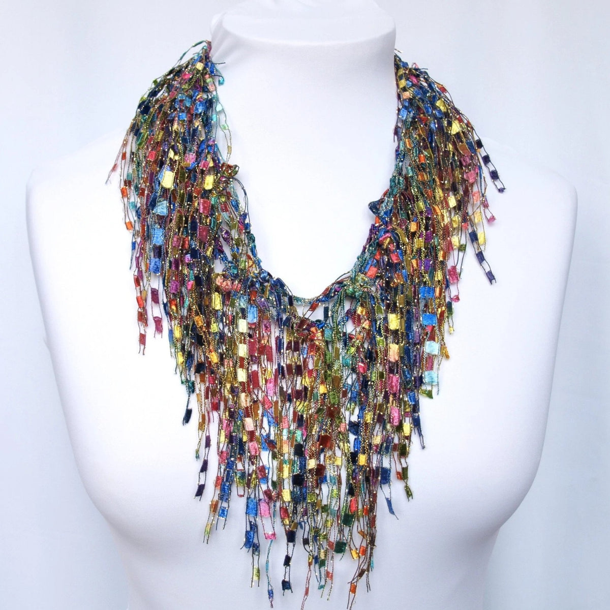 Lightweight colorful BIB Necklace triple looped